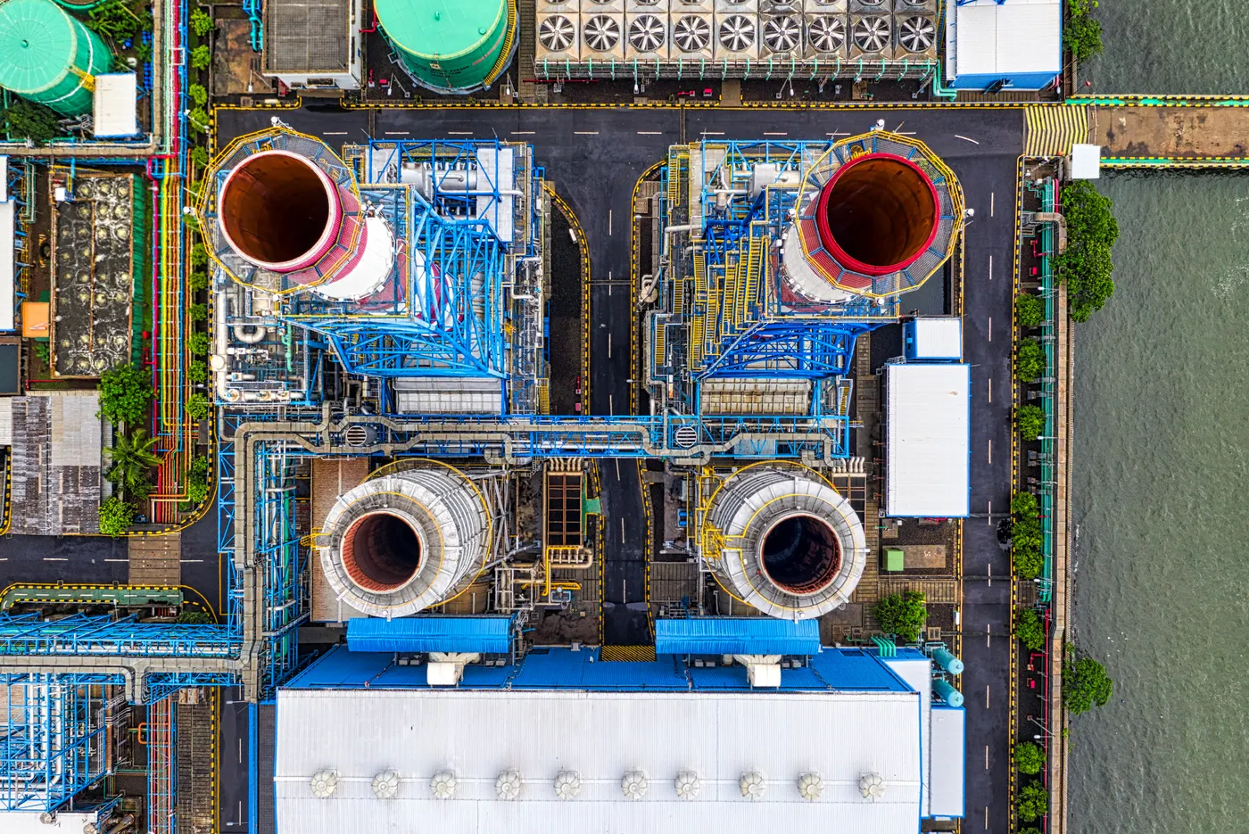 Top view of an industrial complex